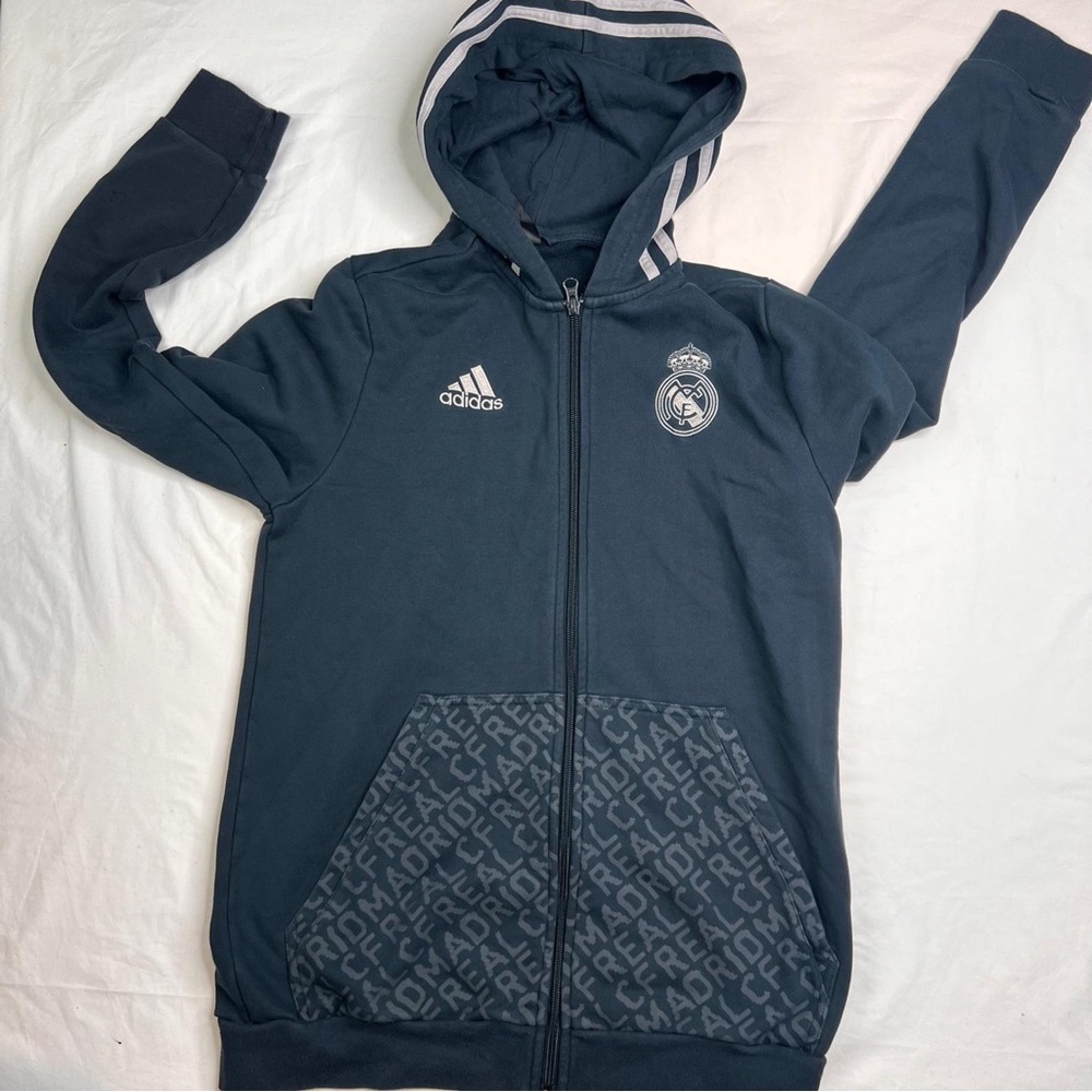 Real Madrid Authentic adidas Zip Up Jacket/ Hoodie w/ Graphic Pockets XLY A0404